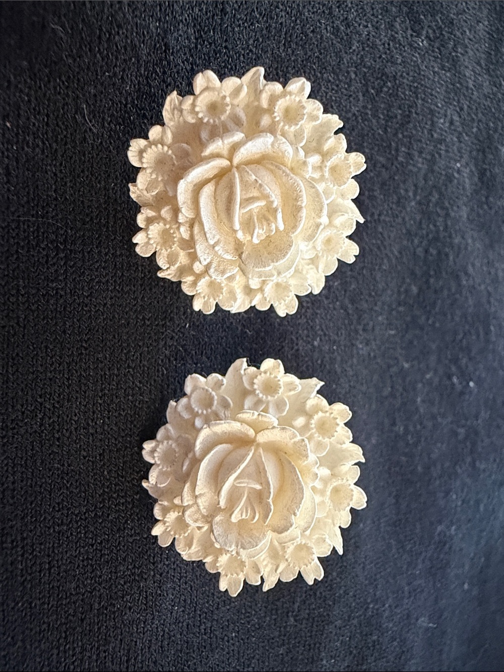 Ivory Floral Rose Clip-On Earrings
